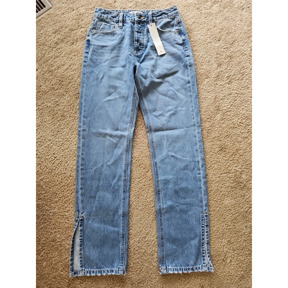 Vigoss Womens Ace Straight Leg High-Rise Jeans Size 25 With Slits NEW $79